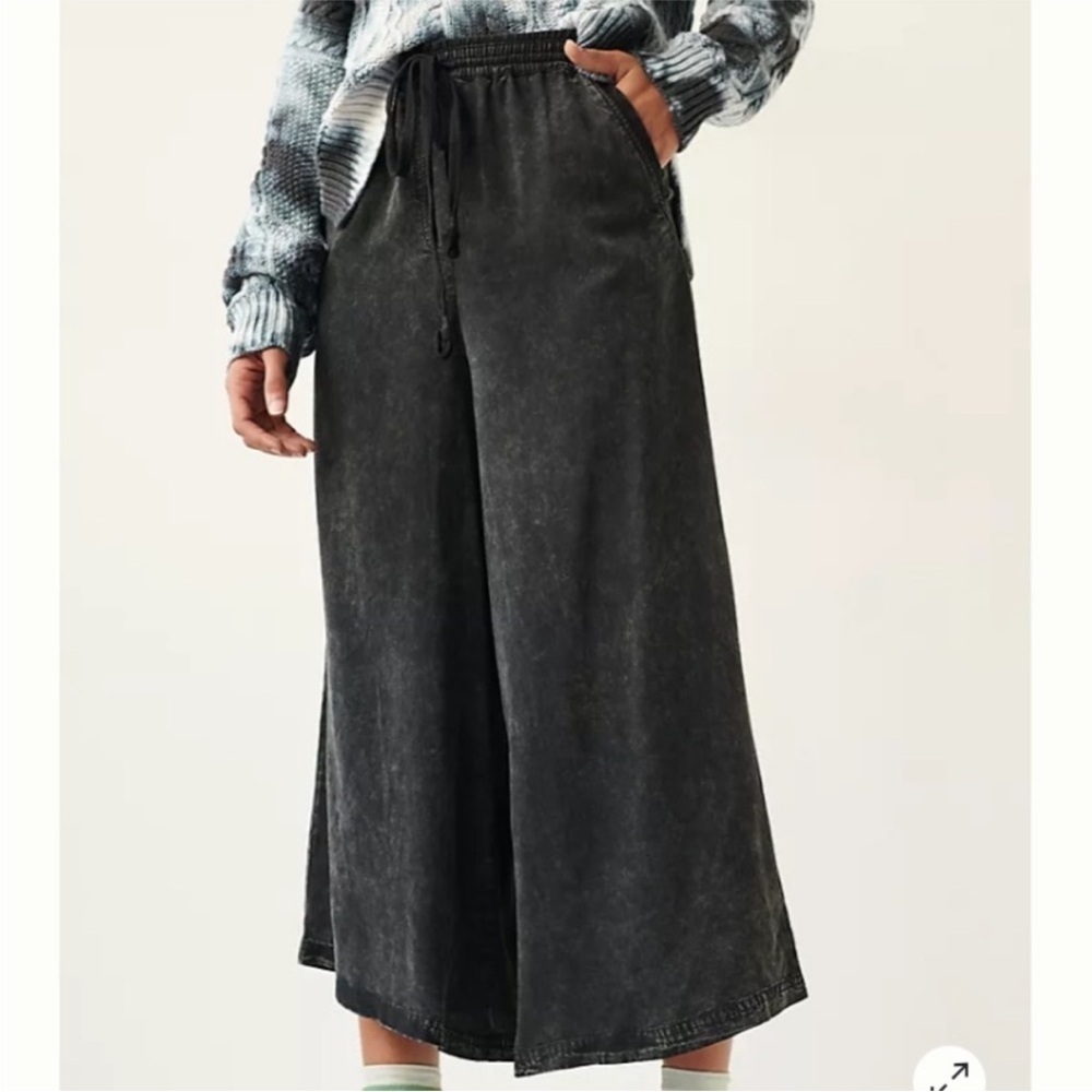 Anthropologie Saturday Sunday Eudora Cropped Wide-Leg Pants Medium Petite B6 - Picture 3 of 12